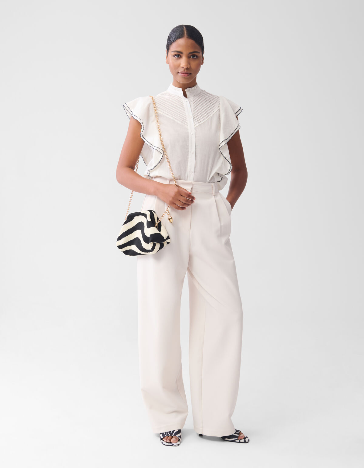 gestrickte Clutch in Schwarz/Wei&szlig; SHOEBY ACCESSOIRES