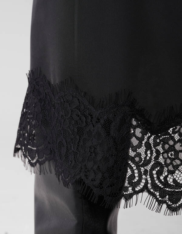 Kante Satin Maxi Rock Schwarz SHOEBY WOMEN