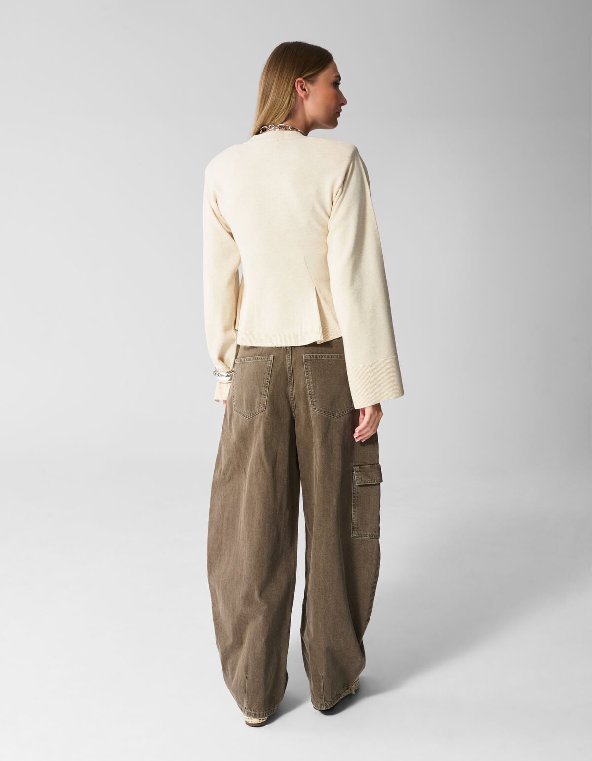 Peplum Strickpullover Ecru SHOEBY WOMEN