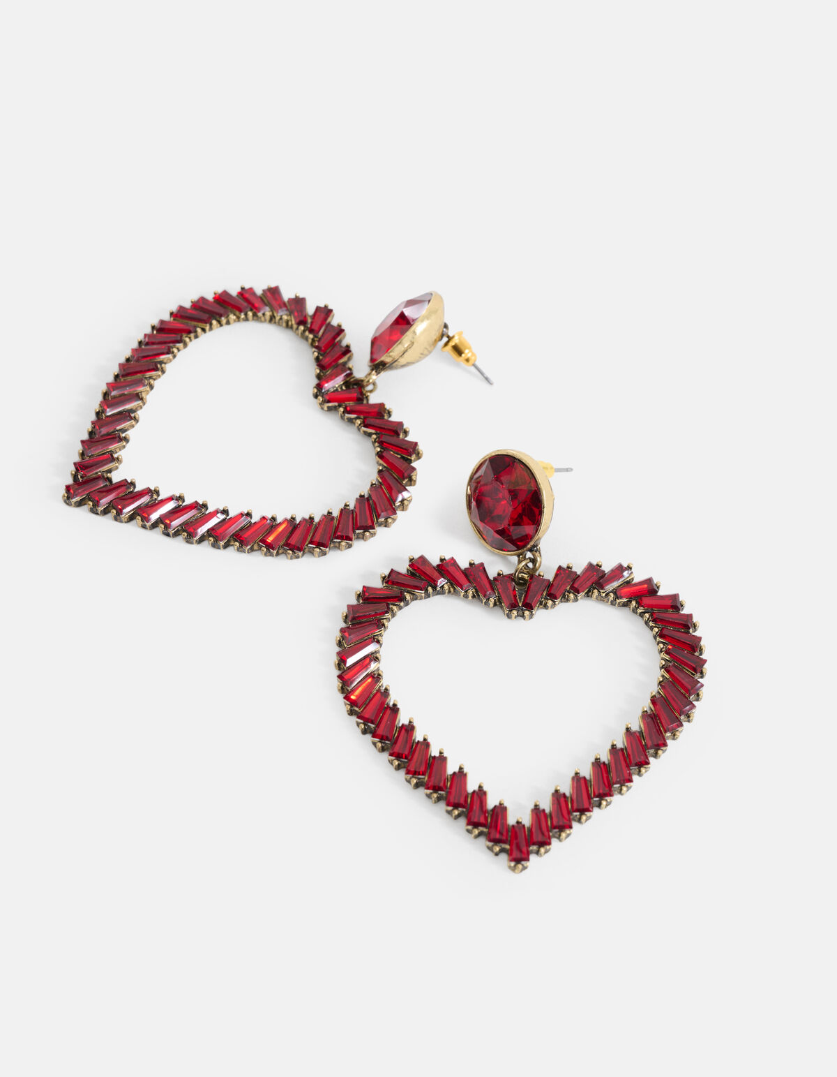 Strass Heart Oorbellen Rood SHOEBY ACCESSOIRES