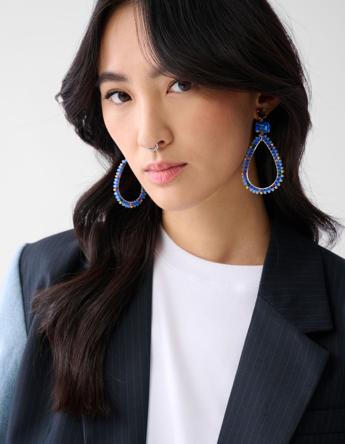 Ovale Statement-Ohrringe Blau SHOEBY ACCESSOIRES