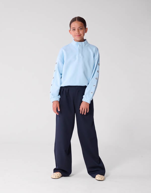 Eyelet Wide Leg Stoffhose Dunkelblau SHOEBY GIRLS