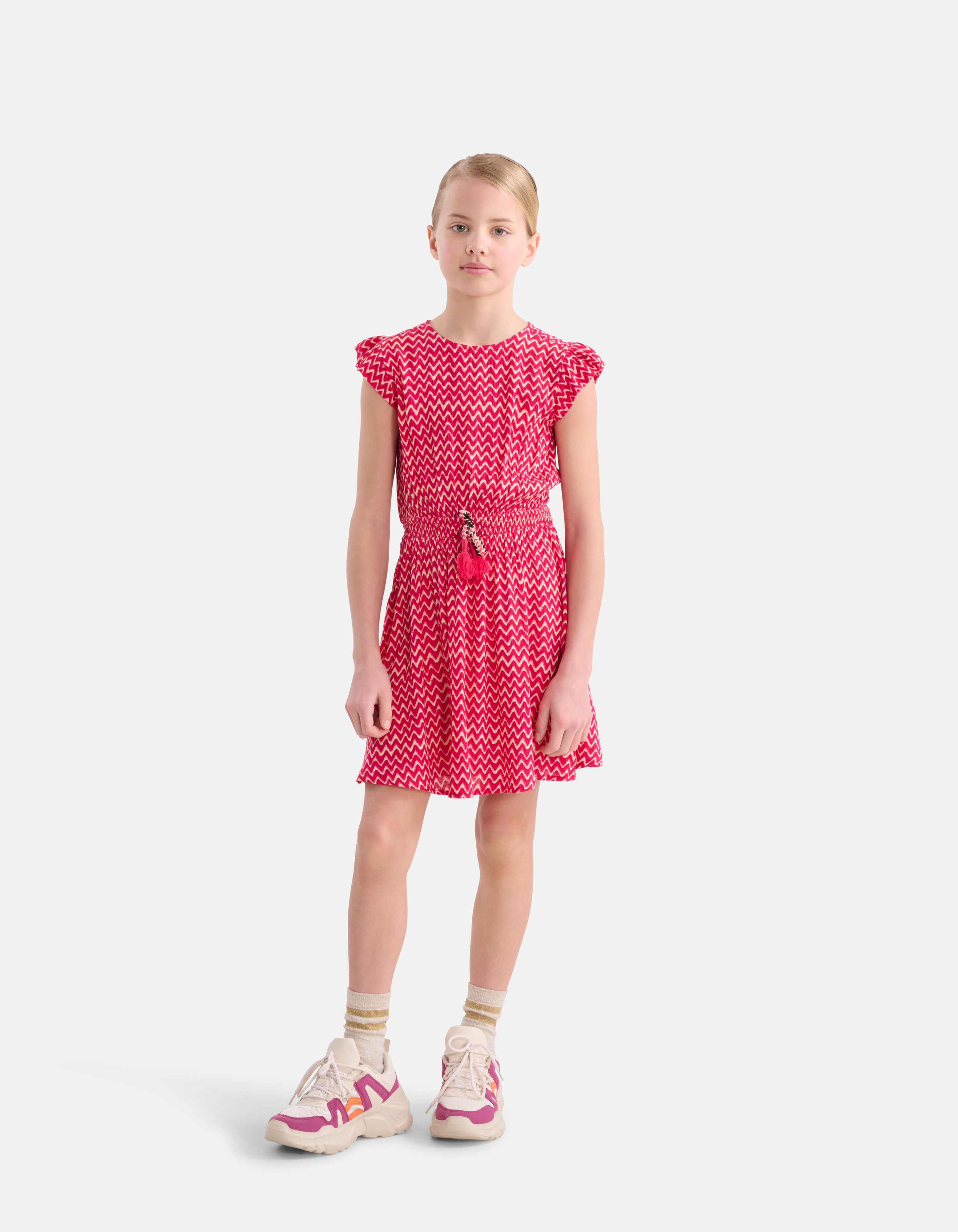 Printed Crinkle Jurk Roze SHOEBY GIRLS