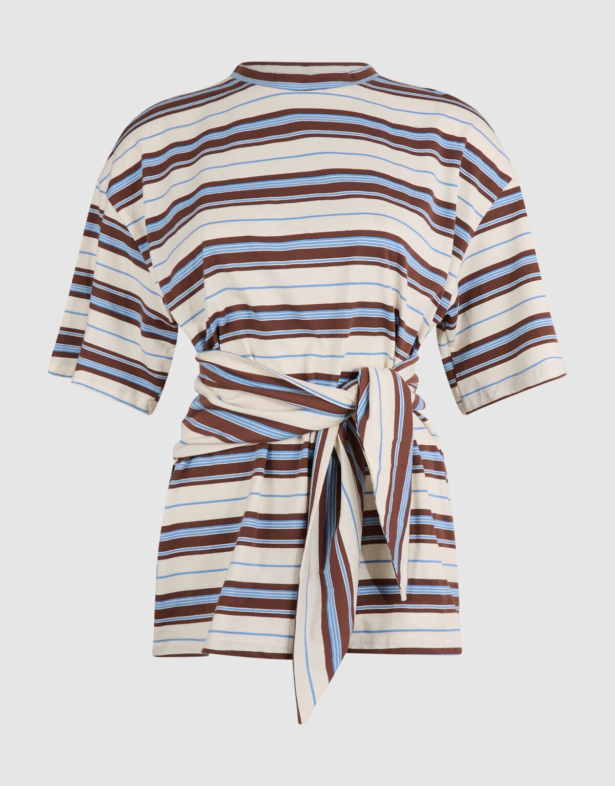 Gestreiftes T-Shirt mit Schal Gebrochenes Wei&szlig;/Sch SHOEBY WOMEN