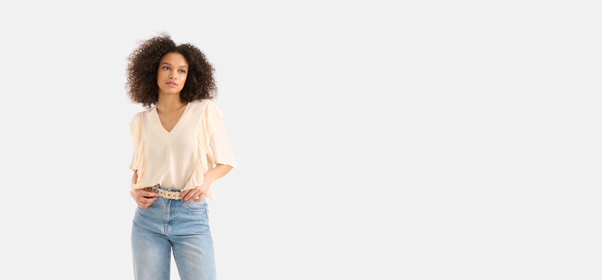 Rüschen-Lurex-Top Off White SHOEBY WOMEN