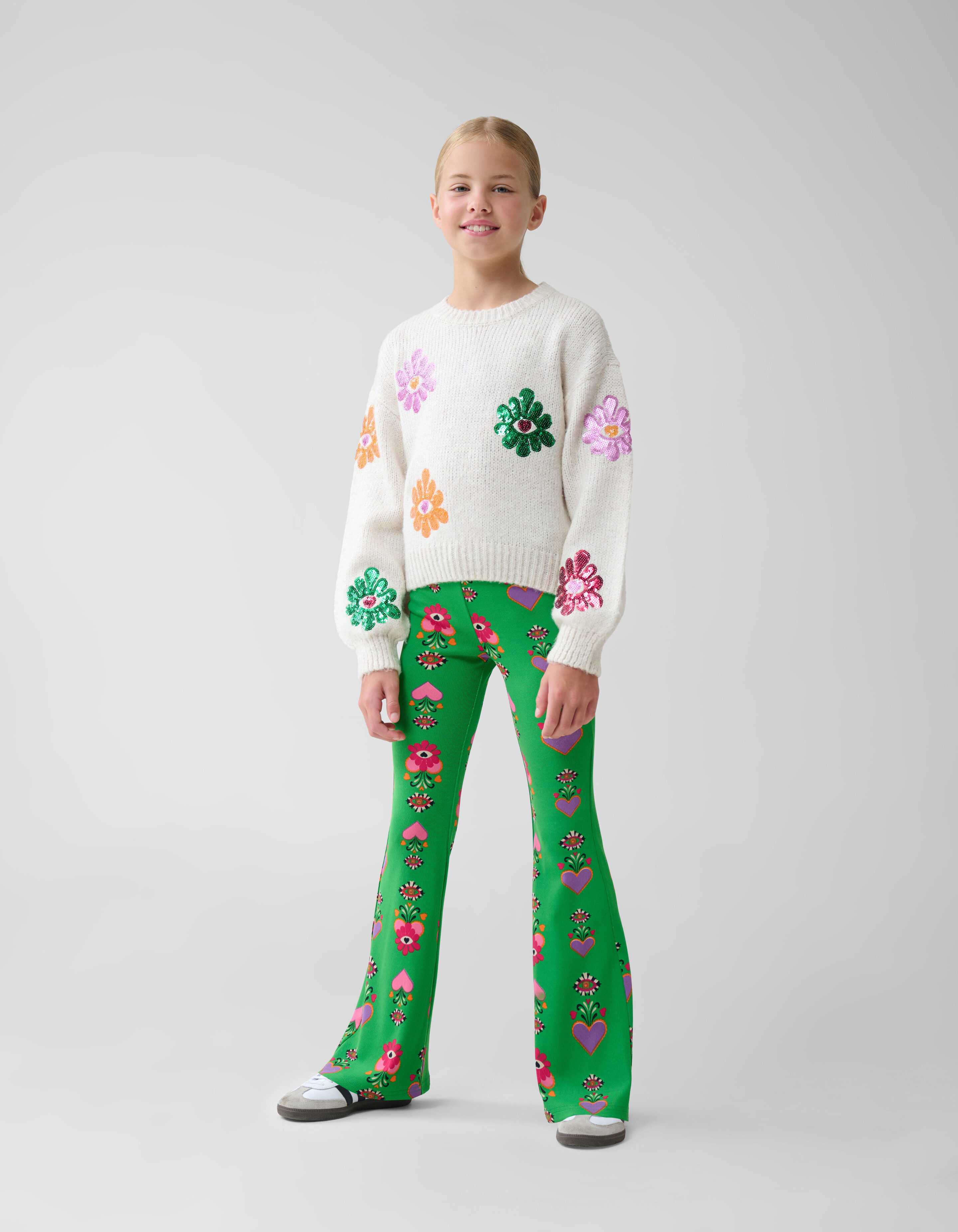 Bedruckte ausgestellte Rippen-Leggings SHOEBY GIRLS