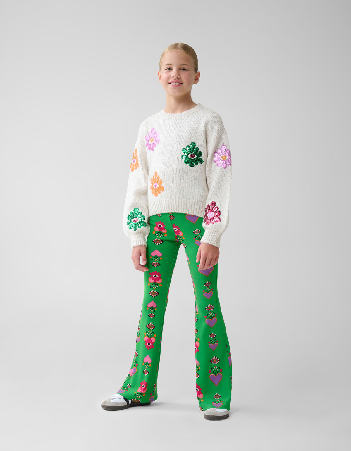 Bedruckte ausgestellte Rippen-Leggings SHOEBY GIRLS