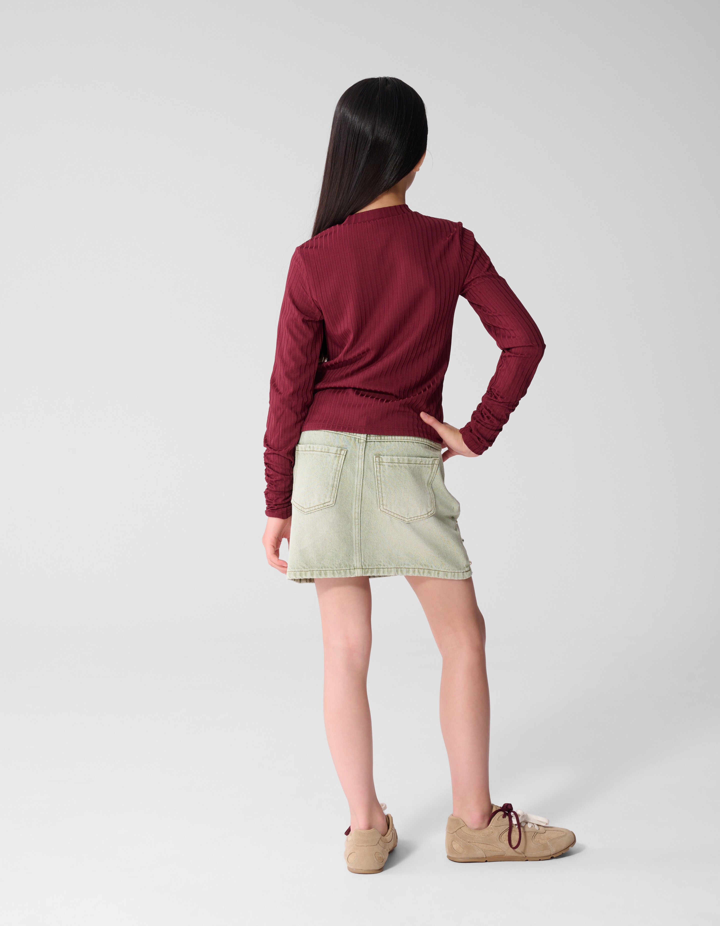 Soft Puff Rib Langarmshirt Dunkelrot SHOEBY GIRLS