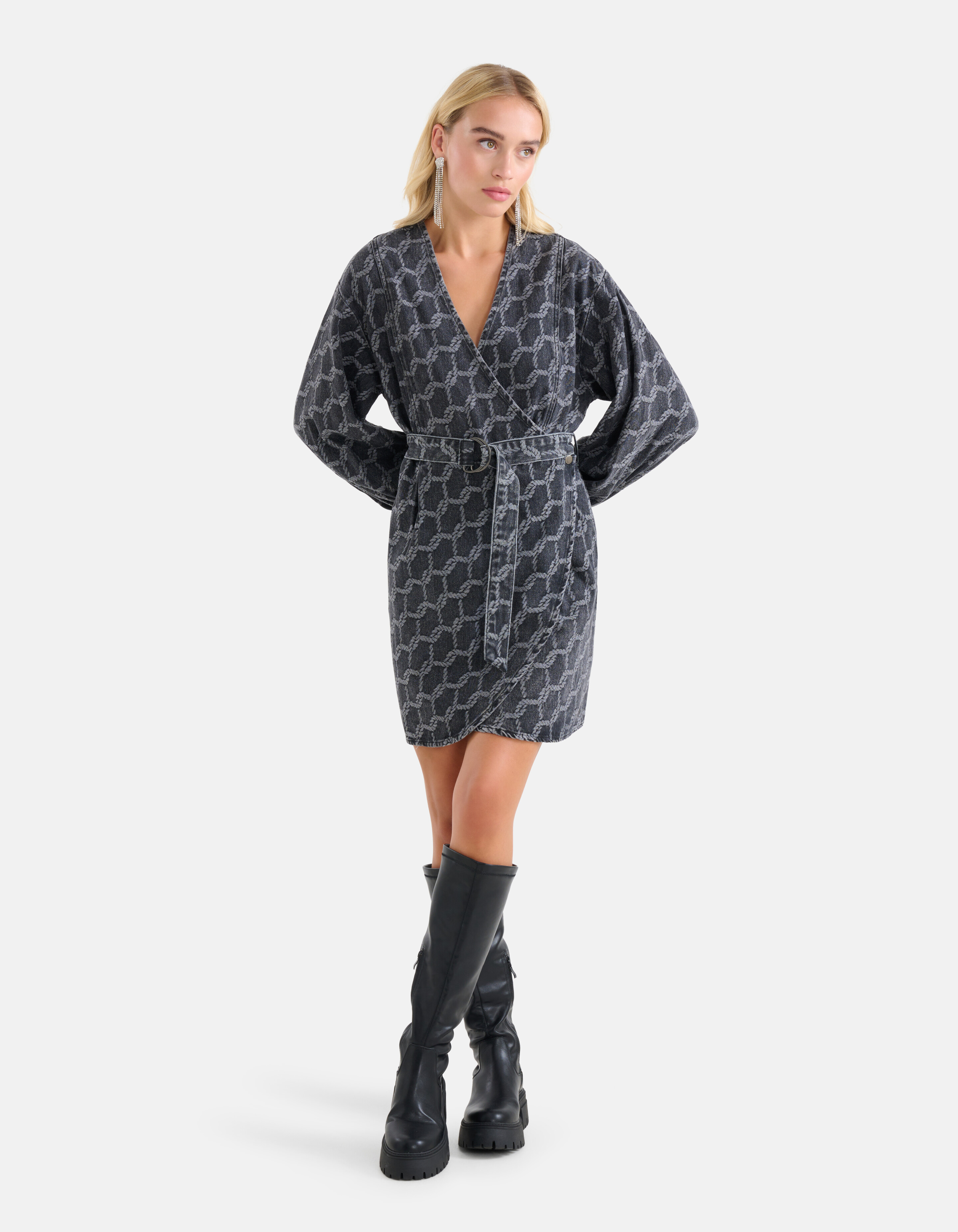 Jacquard-Denim-Kleid Schwarz SHOEBY WOMEN