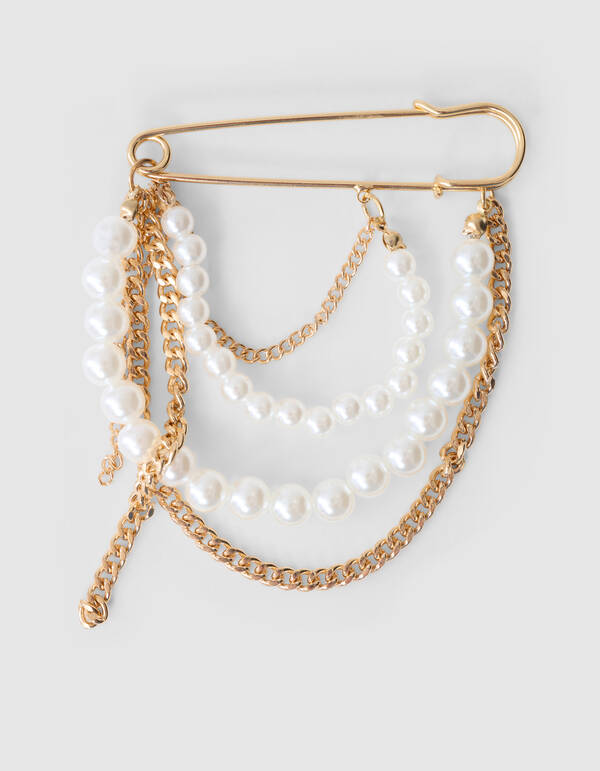 Perlenkettenbrosche Gold SHOEBY ACCESSOIRES