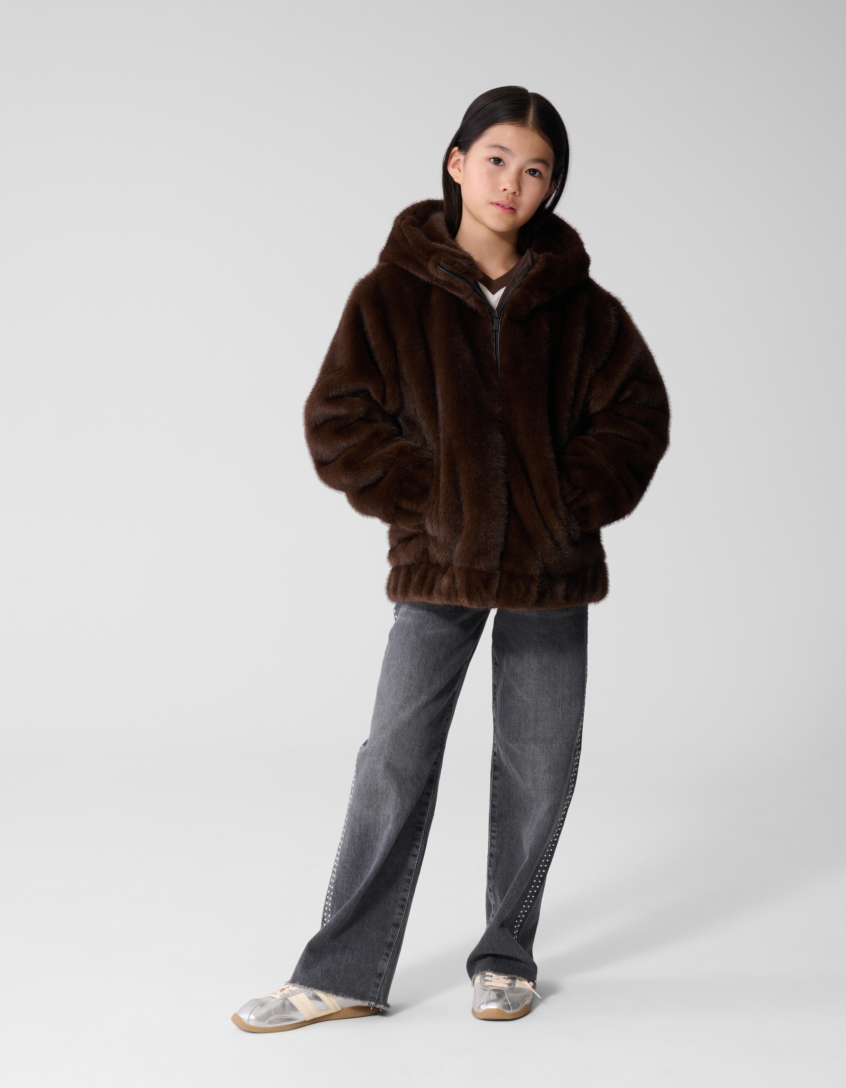 Kunstpelzjacke Dunkelbraun SHOEBY GIRLS