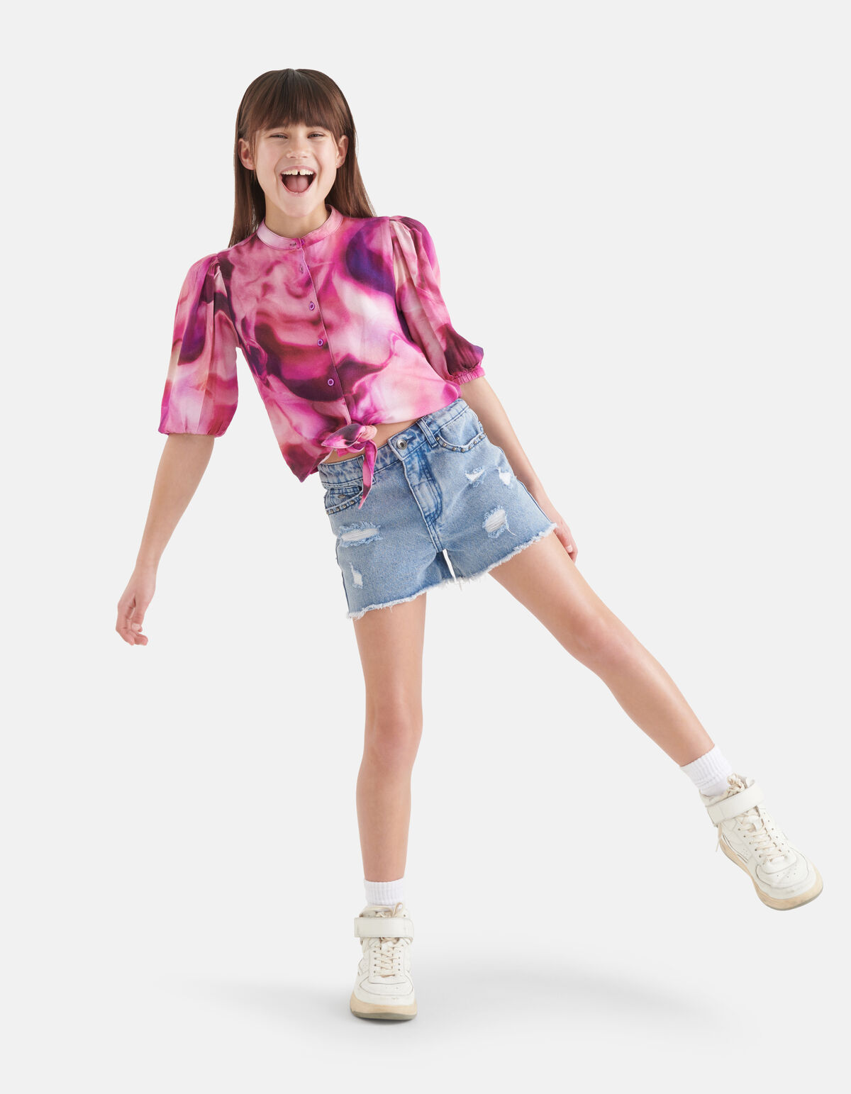 Tie Dye Print Bluse Rosa von Nicolette SHOEBY GIRLS