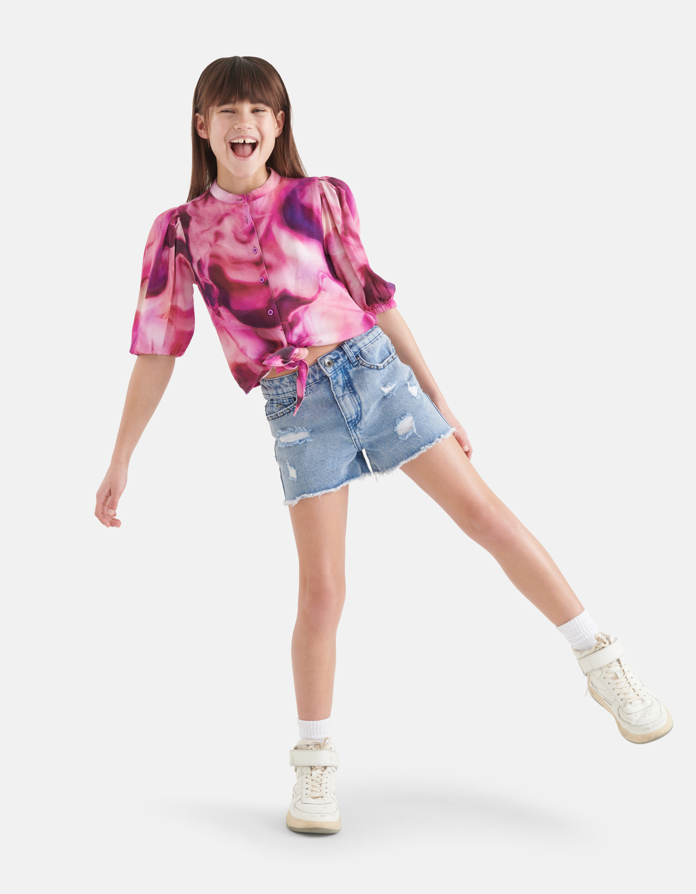 Tie Dye Print Bluse Rosa von Nicolette SHOEBY GIRLS