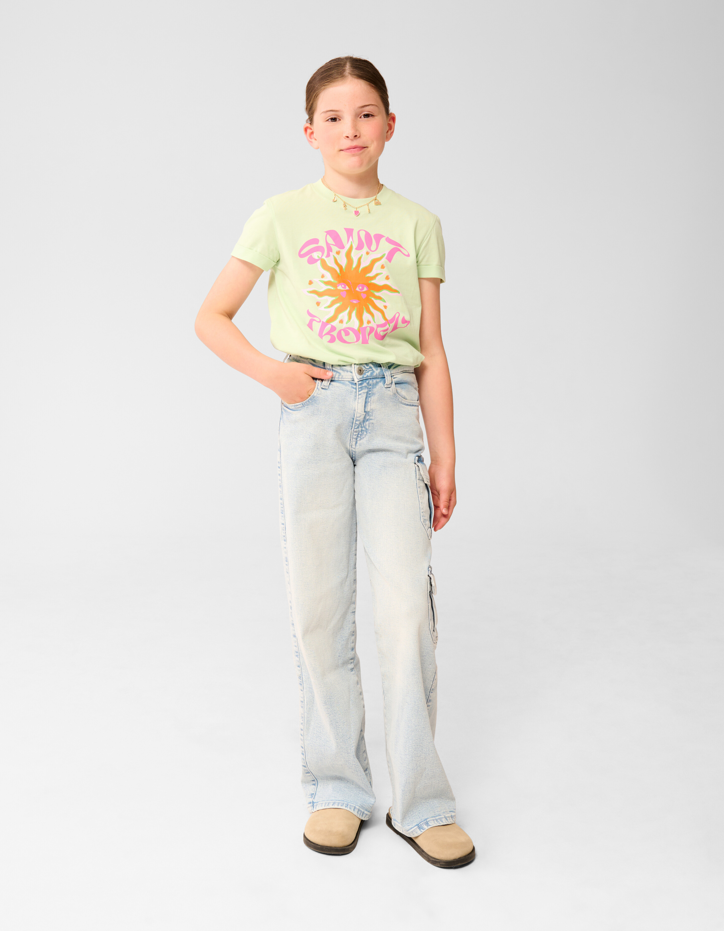 Saint Tropez Artwork T-shirt Hellgrün SHOEBY GIRLS
