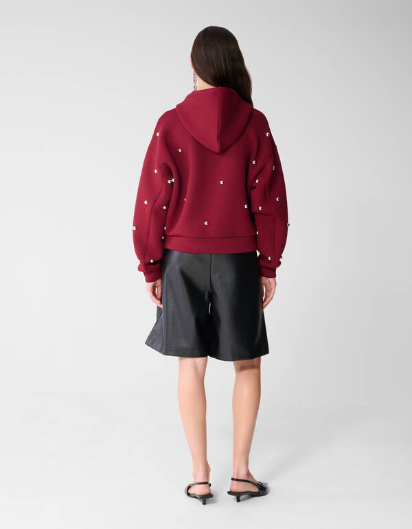 Oversize-Kapuzenweste mit Nieten, dunkelrot SHOEBY WOMEN