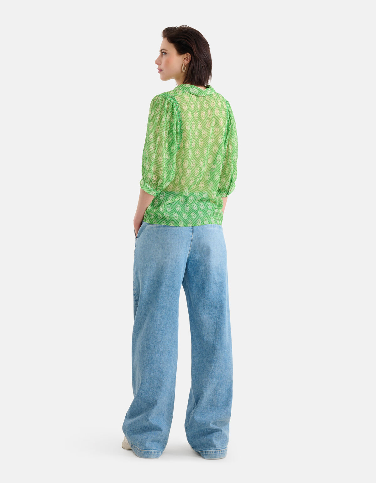 Printed Chiffon Blouse Groen SHOEBY WOMEN