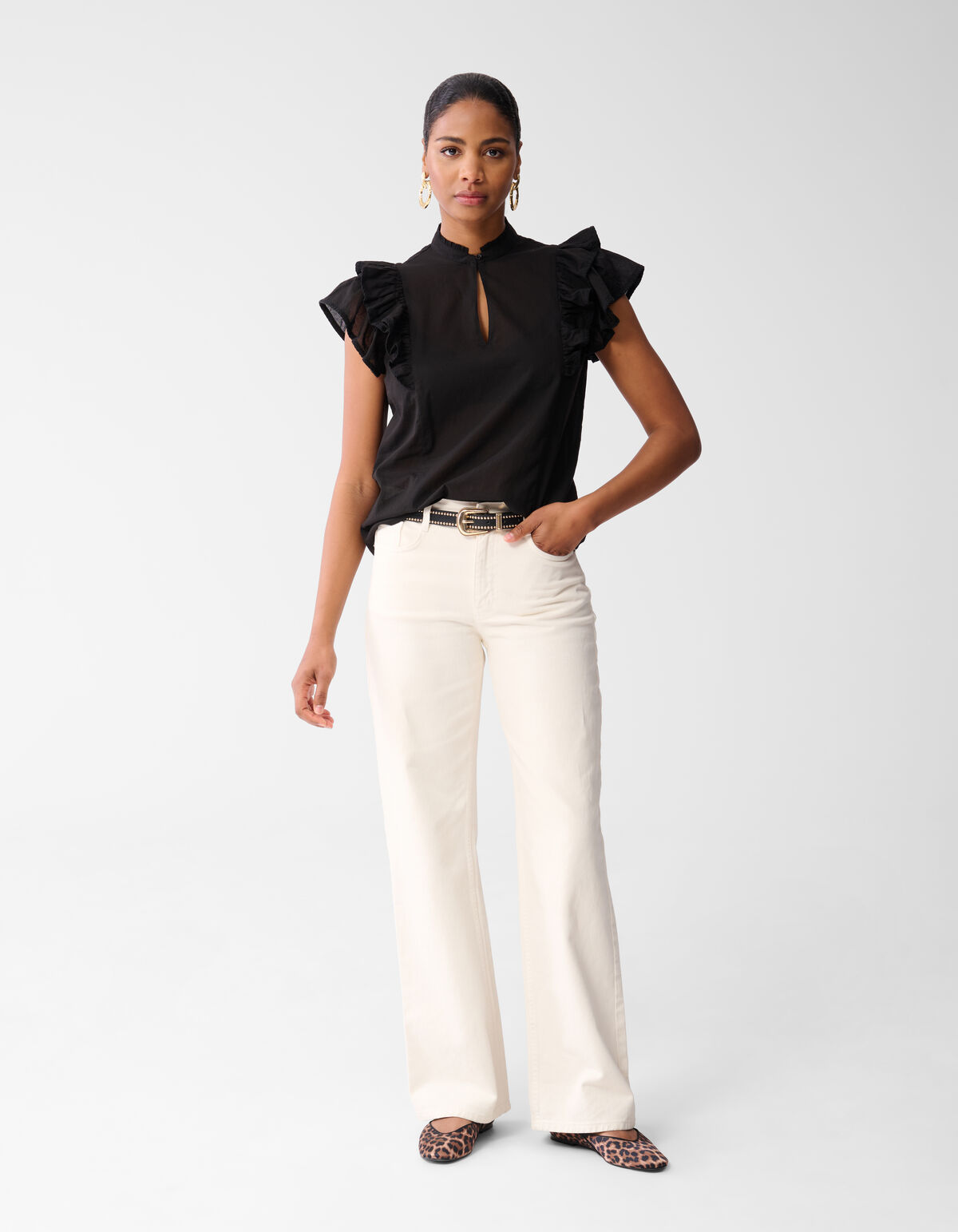 Rüschen-Top Schwarz SHOEBY WOMEN