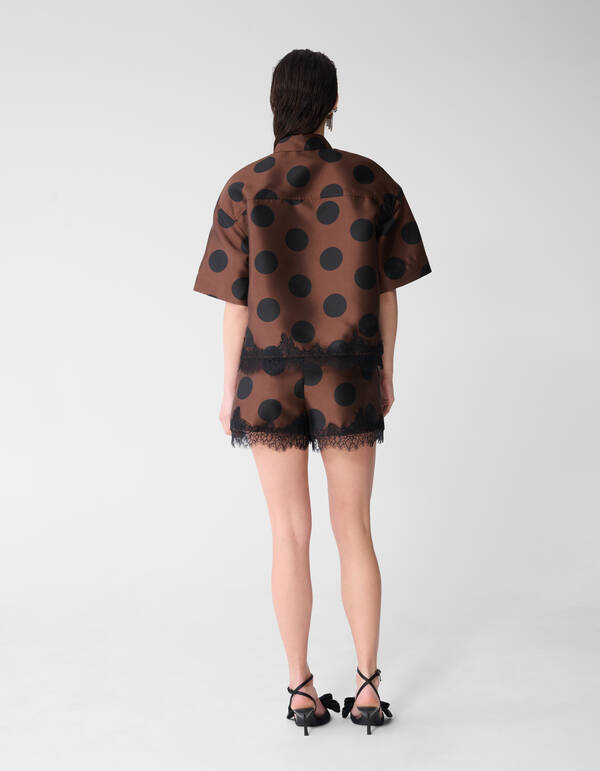 Oversized-Bluse aus Spitze mit Polka-Dots, braun SHOEBY WOMEN