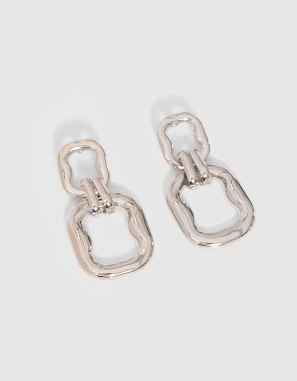 Doppelt quadratische Ohrringe Silber SHOEBY ACCESSOIRES