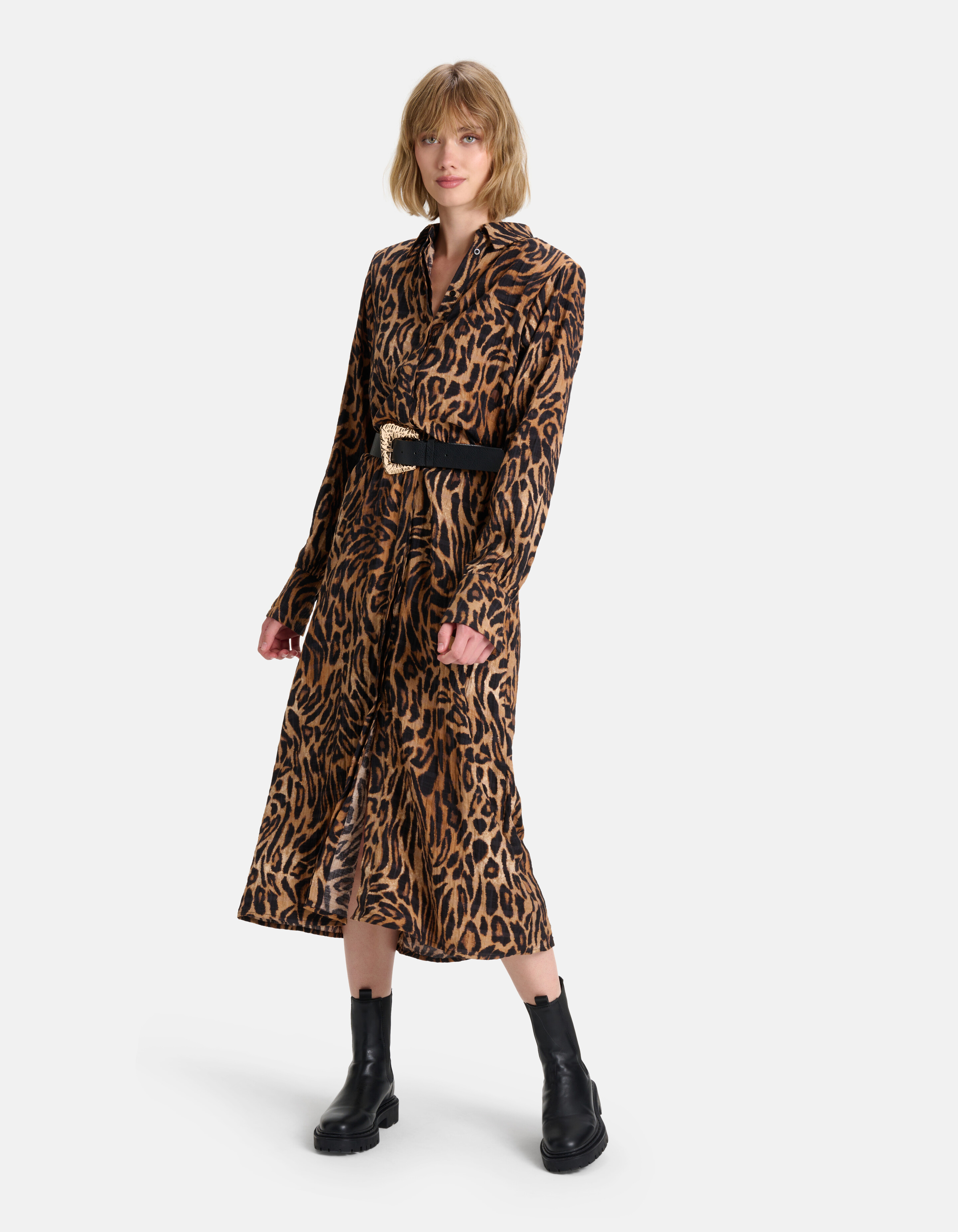 Midikleid mit Leopardenmuster Braun SHOEBY WOMEN