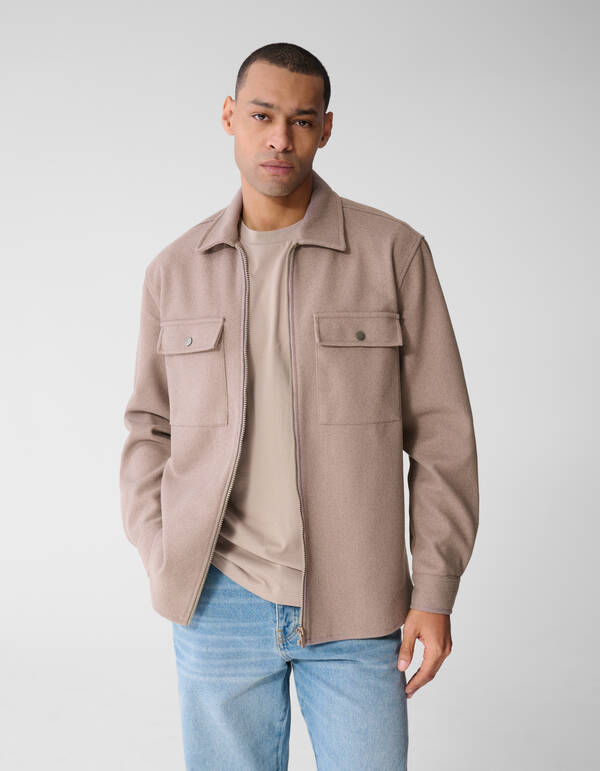 Soft Zip Overshirt Hellbraun SHOEBY MEN