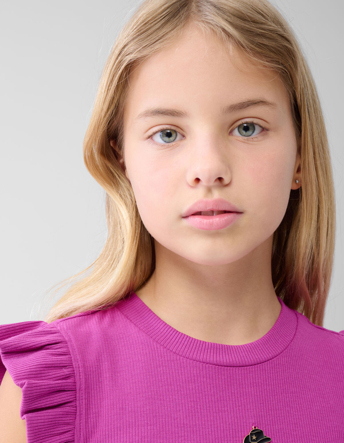 Rüschen-T-Shirt mit Charme Dunkelrosa SHOEBY GIRLS