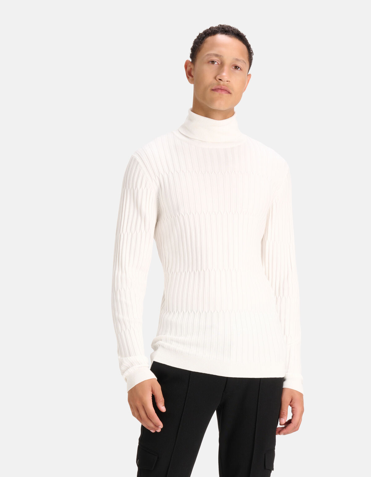 Gestreifter Rollkragenpullover Weiß SHOEBY MEN