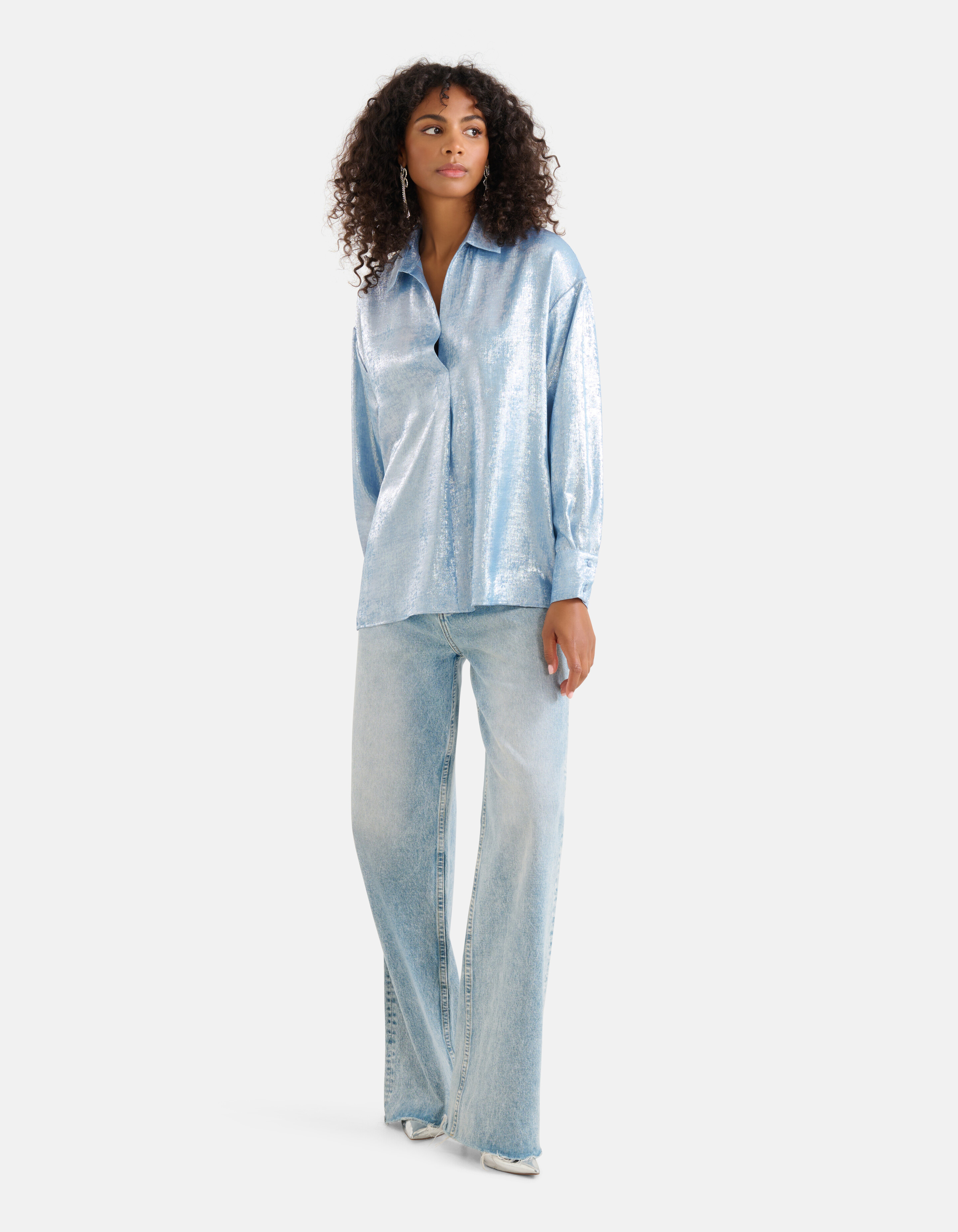 Metallic-Bluse Hellblau SHOEBY WOMEN