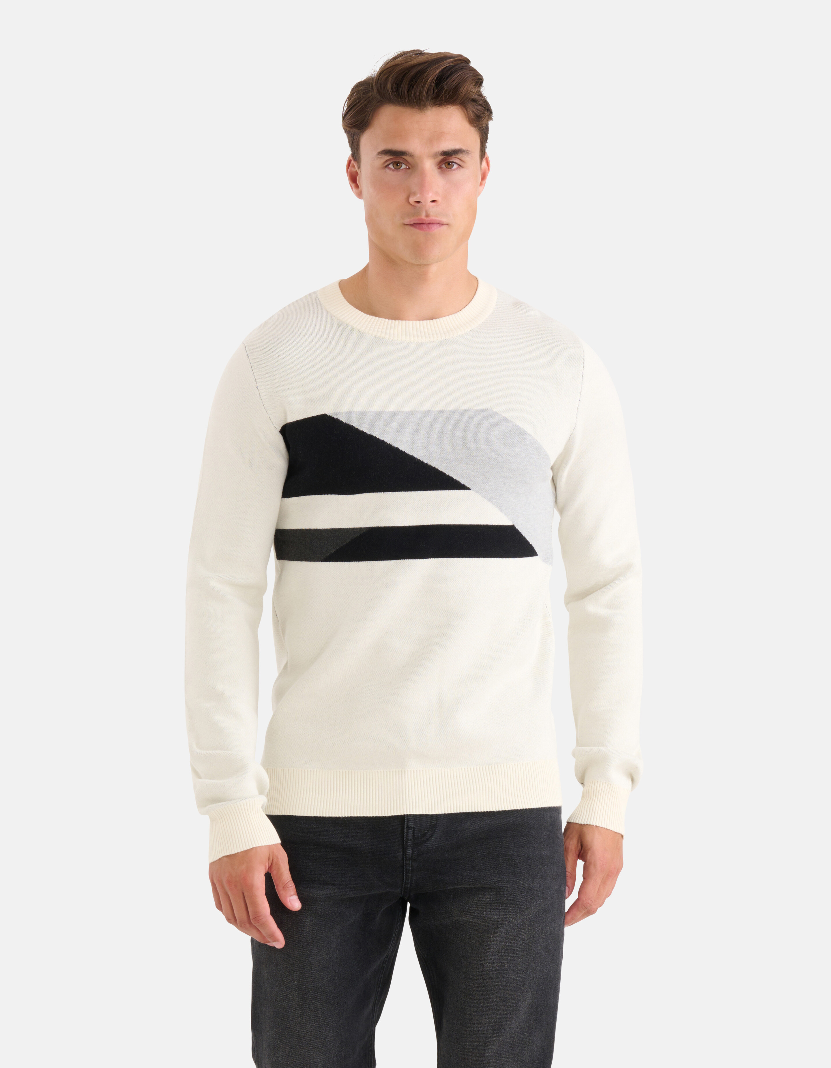 Grafik-Jacquard-Pullover Off White SHOEBY MEN