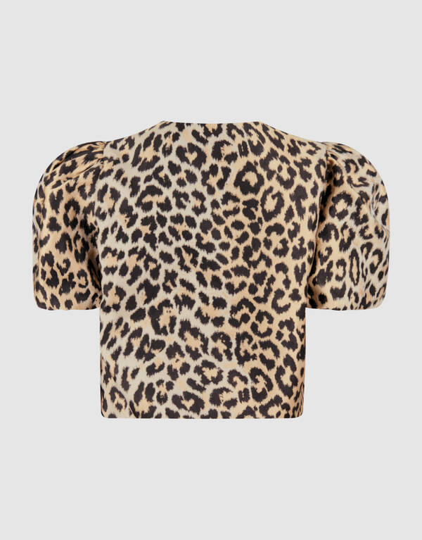 Leopard Puffärmel Blazer Hellbraun SHOEBY GIRLS