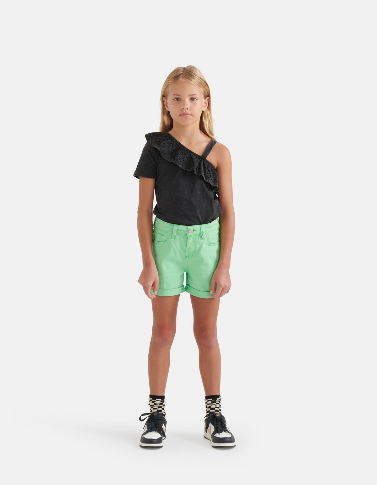 One-Shoulder-T-Shirt Dunkelgrau SHOEBY GIRLS