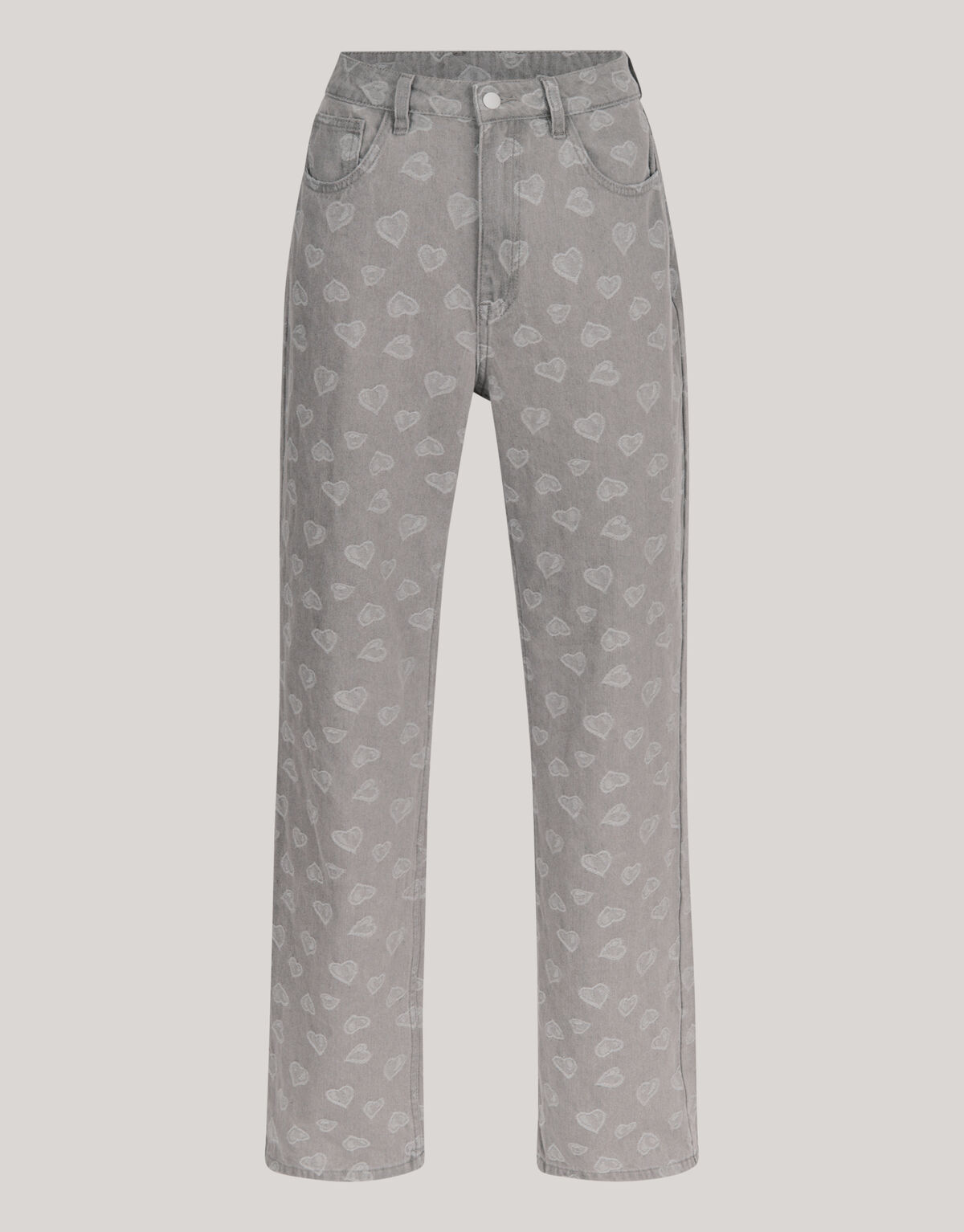 Jacquard Straight Fit Jeans Hellgrau SHOEBY WOMEN