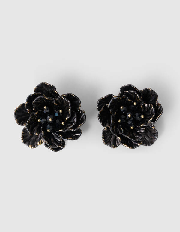 Blumenohrringe Schwarz SHOEBY ACCESSOIRES