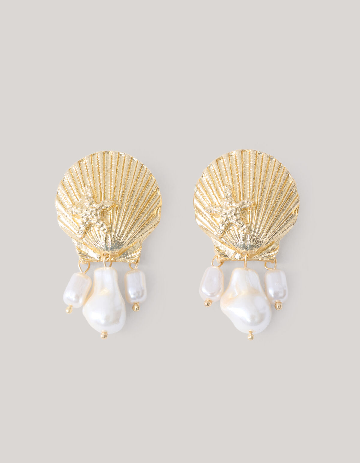 Muschel-Perlen-Ohrringe Gold SHOEBY ACCESSOIRES