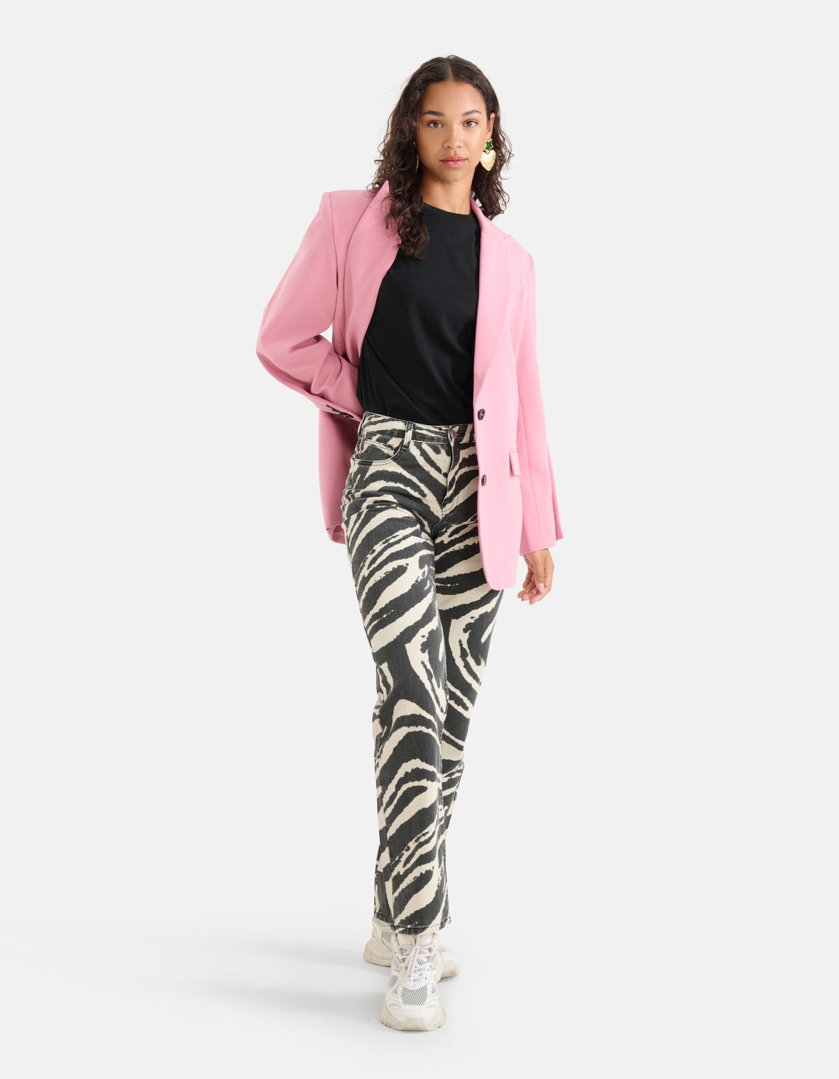 Zebra Print Denim Jeans Schwarz L33 SHOEBY WOMEN