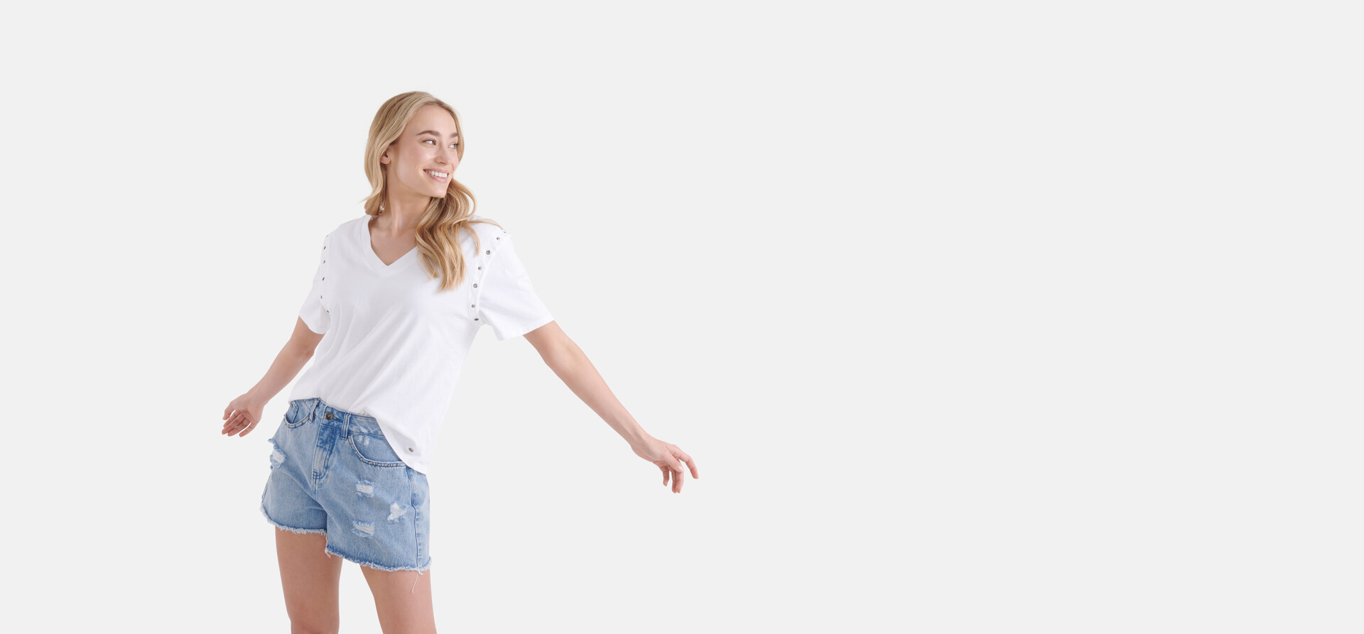 Ösen-T-Shirt Weiß SHOEBY WOMEN