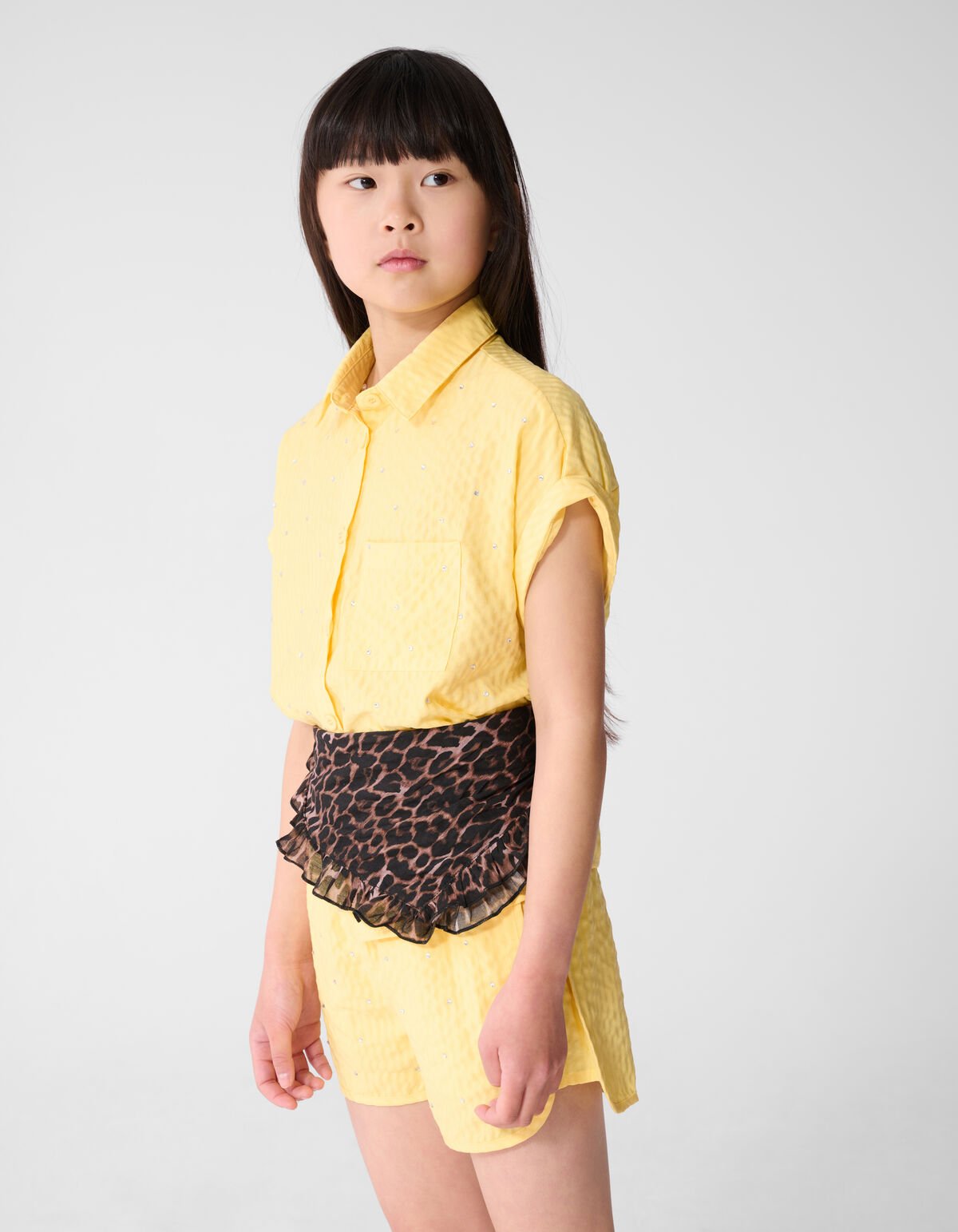 Pinstripe-Strass-Bluse Hellgelb SHOEBY GIRLS