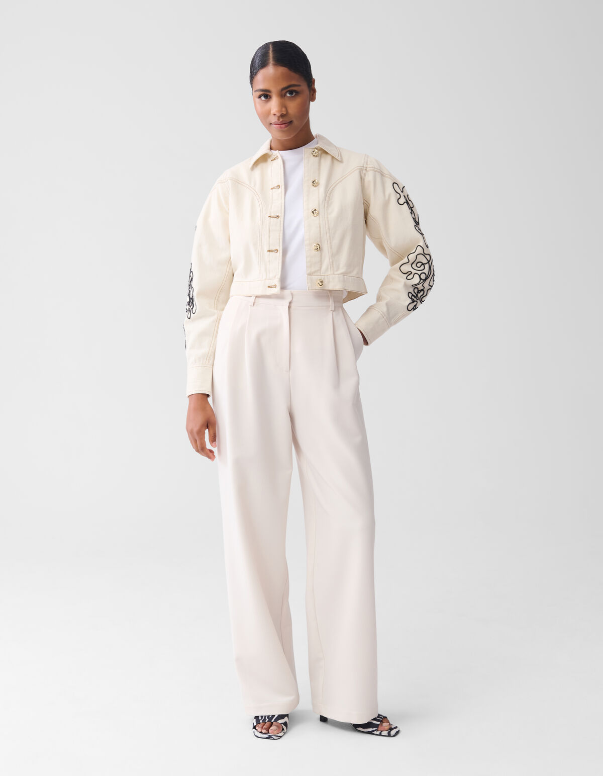 Embroidery Cord Jacket Off White SHOEBY WOMEN