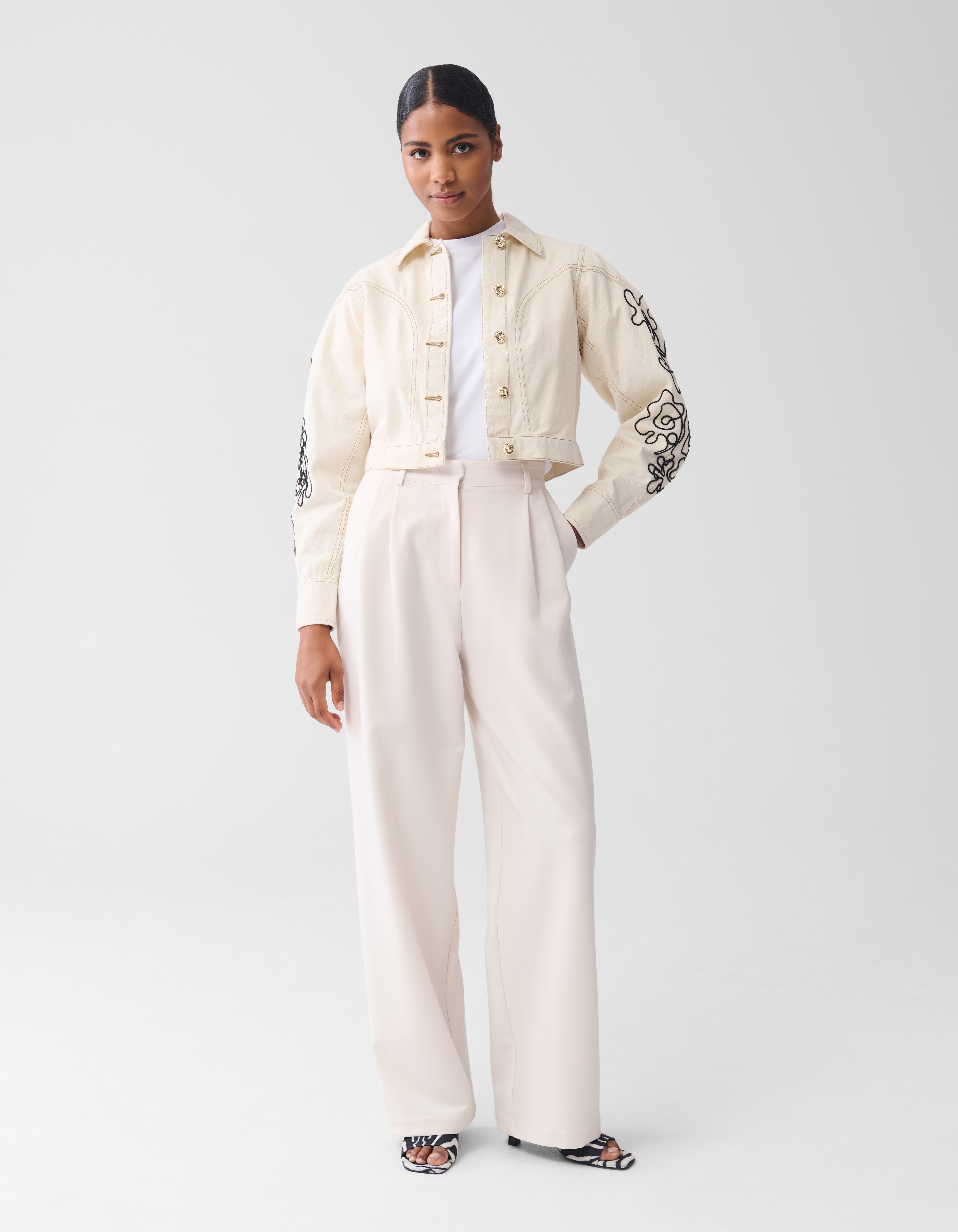 Embroidery Cord Jacket Off White SHOEBY WOMEN