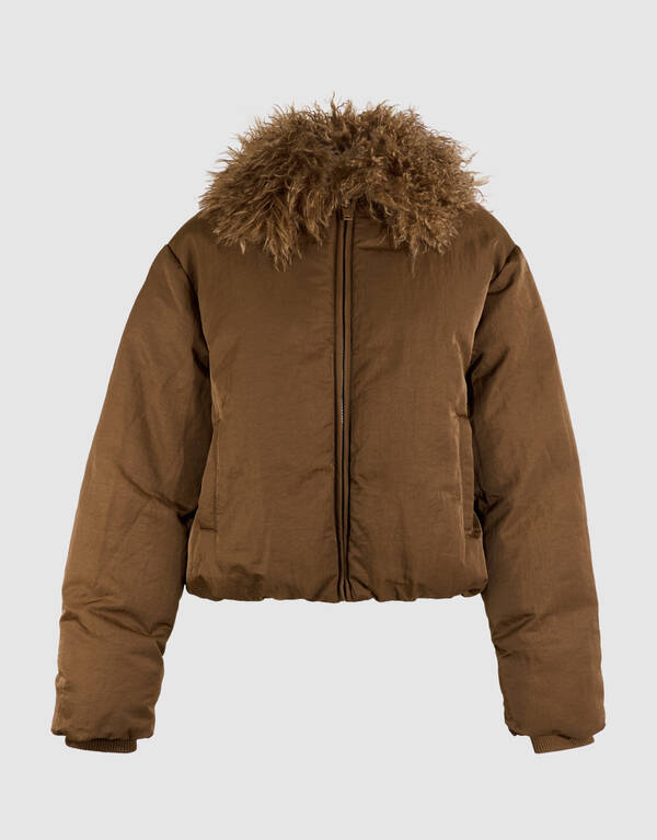 BomberjFluffy Collar Bomberjacke Braun SHOEBY WOMEN