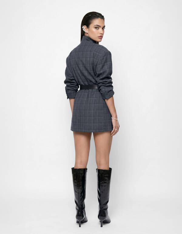 Kariertes Blazer-Kleid Dunkelgrau SHOEBY WOMEN