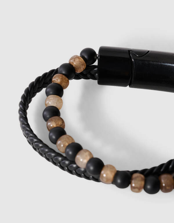 Perlenarmband Set Hellbraun SHOEBY ACCESSOIRES