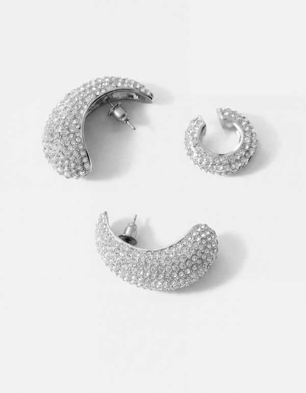 Pointy Strass Ohrringe Set Silber SHOEBY ACCESSOIRES