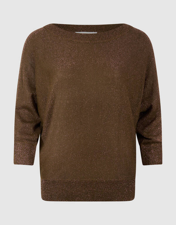 Glitzer Fledermaus Pullover Braun SHOEBY WOMEN