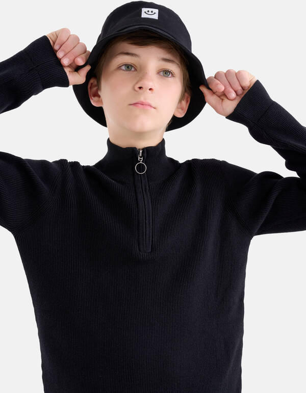 Pullover mit Reißverschluss Schwarz SHOEBY BOYS