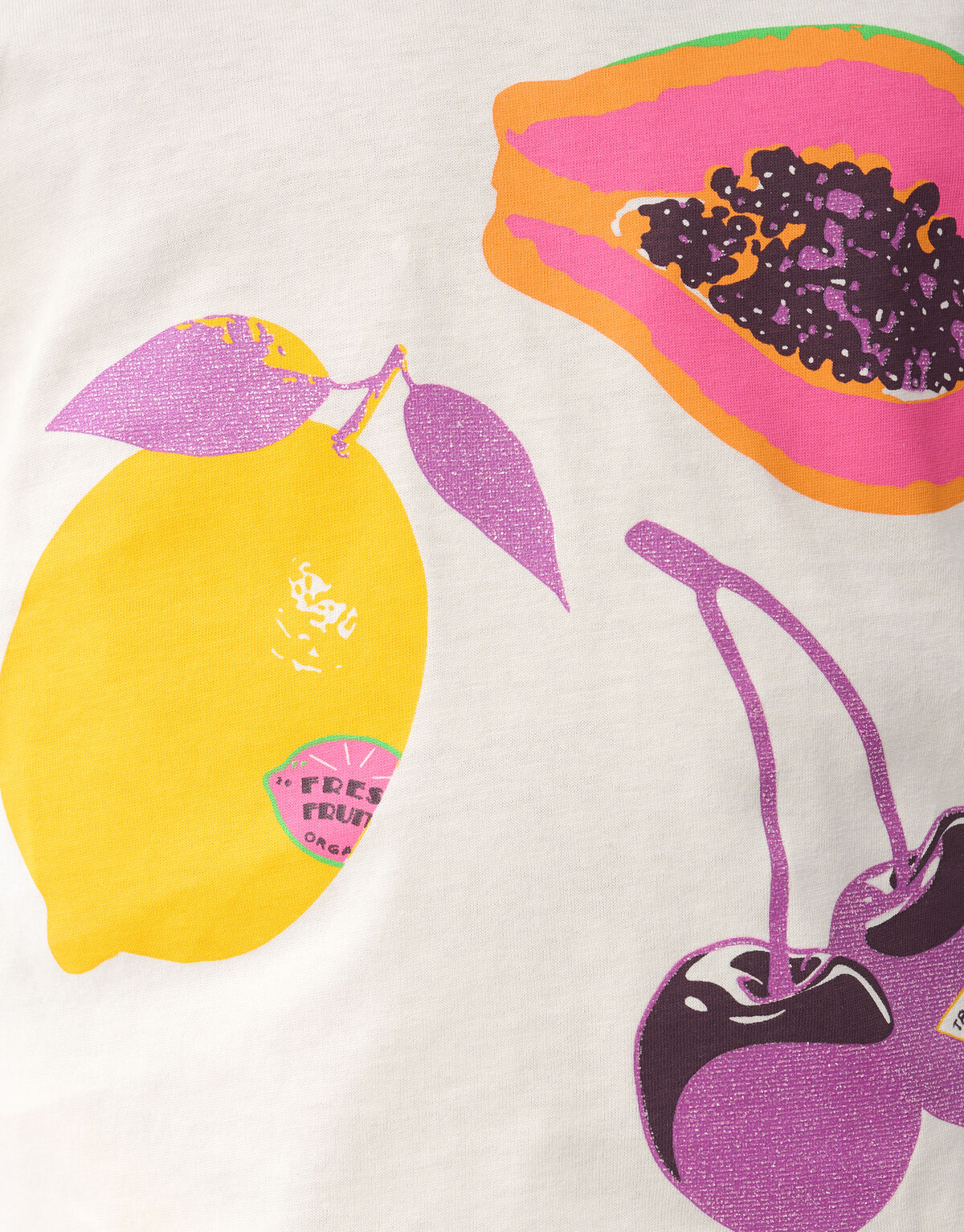 Obst Glitzer-T-Shirt Off White SHOEBY GIRLS