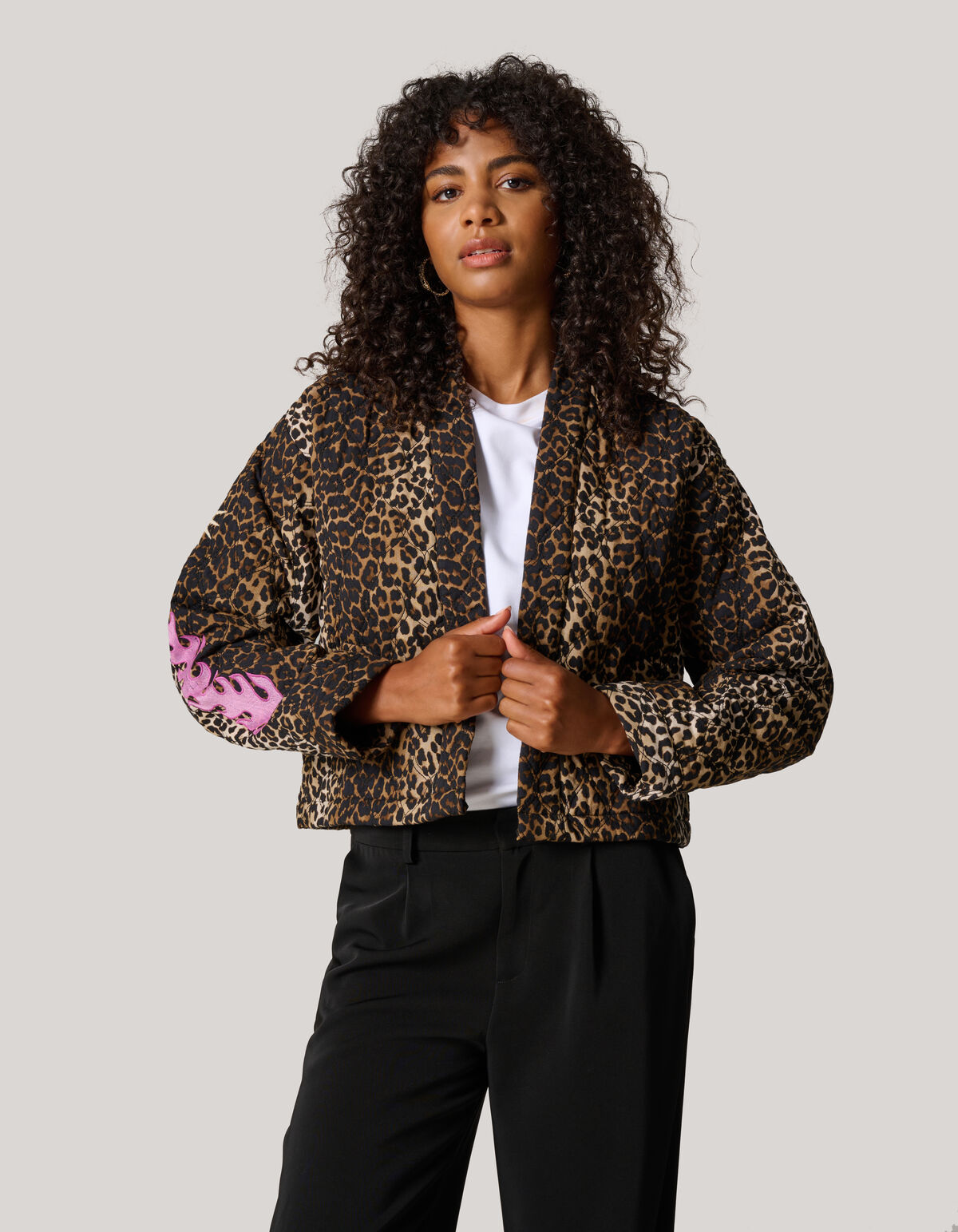 Jacke mit Leopardenstickerei Braun SHOEBY WOMEN