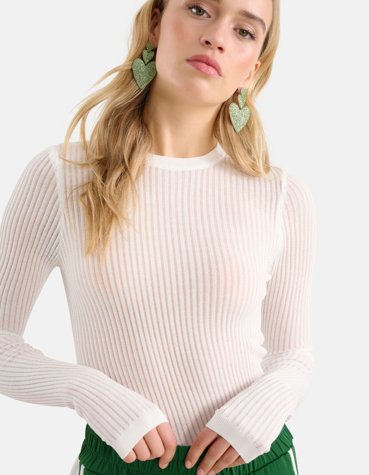 Structuur Longsleeve Gebroken Wit SHOEBY WOMEN