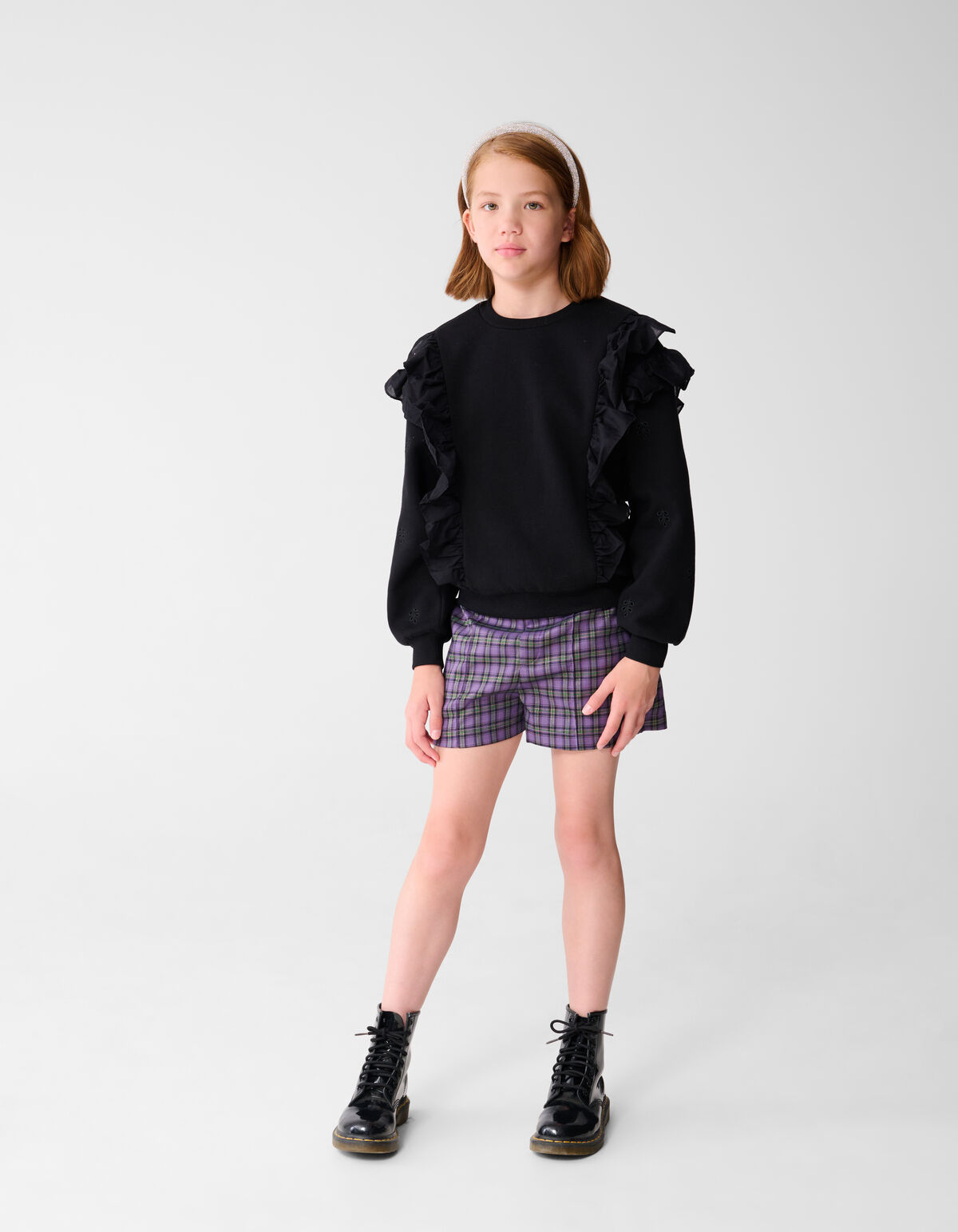 Pullover mit Rüschenstickerei Schwarz SHOEBY GIRLS