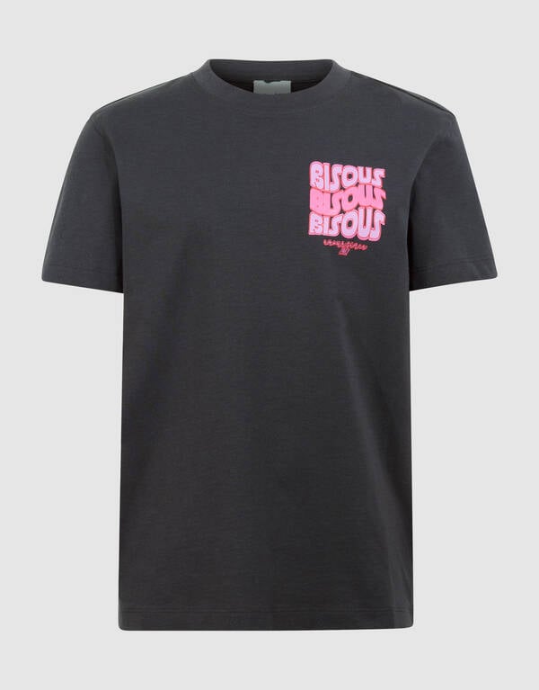 Bisous Glitter Artwork T-Shirt Dunkelgrau SHOEBY GIRLS
